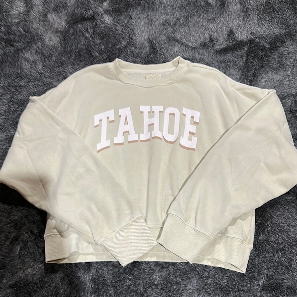 Thread & Supply Cream and Green Crew Neck Sweater
